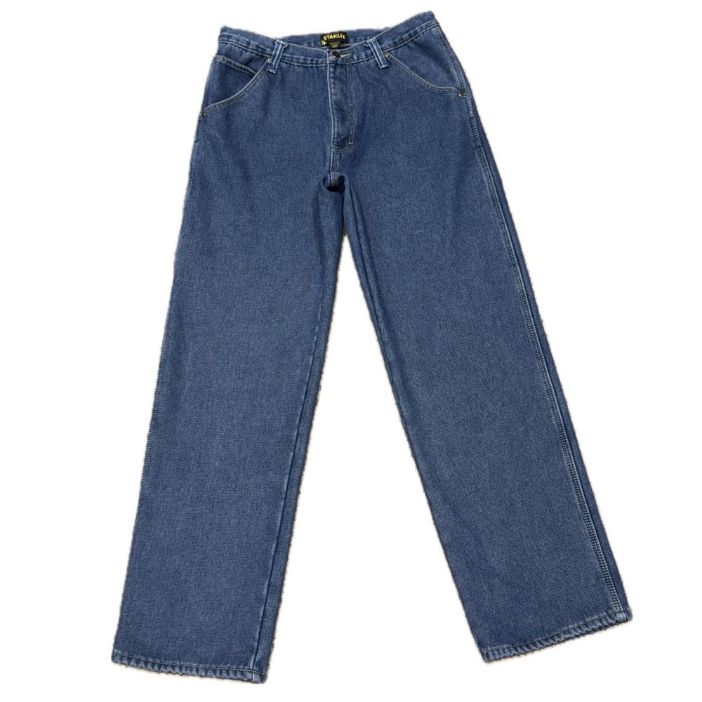 👖🛠️ STANLEY Lined Men’s Carpenter Jeans | 34x34 Heavy-Duty Workwear Blue Denim